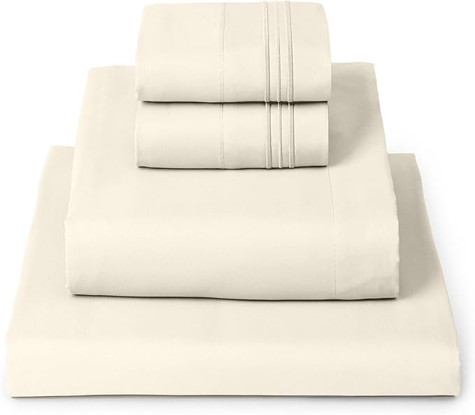 Mellanni Iconic 4-Piece Sheet Set (California King, Golden Ivory) | 10M+ Sleepers. Lab-tested: Sleeps Cool, Stays Bright, Strong, Smooth. Good Housekeeping Best Bedding, 7 yrs running.