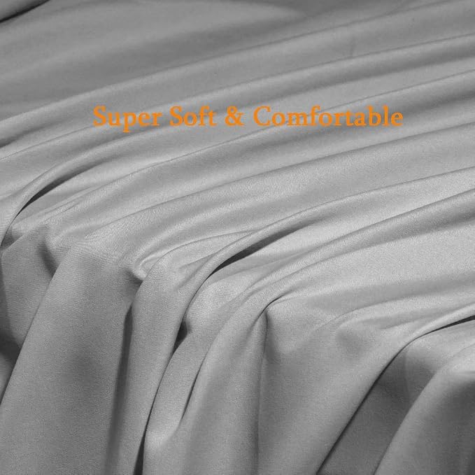 SONORO KATE Bed Sheet Set Super Soft Microfiber 1800 Series Luxury Egyptian Sheets Fit 18-24 Inch Deep Pocket Mattress Wrinkle-6 Piece (Grey, King)