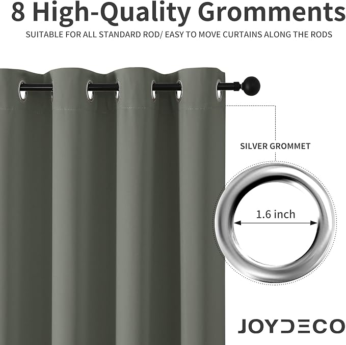 Joydeco Blackout Curtains 108 Inch Length 2 Panels Set, Thermal Insulated Long Curtains& Drapes 2 Burg, Room Darkening Grommet Drapes for Bedroom Living Room Window(Sage Green, W52 x L108 Inch)
