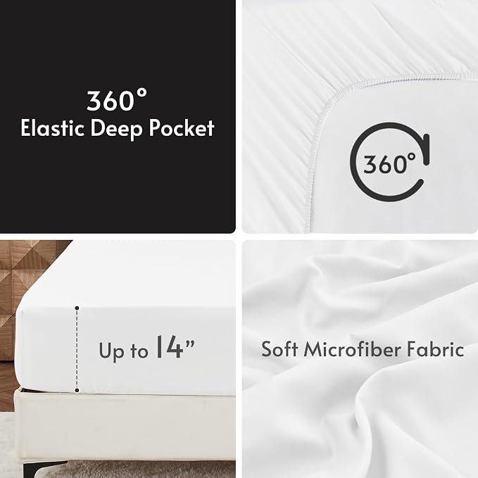 7 Pieces Oversized King Comforter Set, Reversible Bed in a Bag Oversized King Size, All Season Bedding Set with Comforter, Flat Sheet, Fitted Sheet, Pillowcases & Shams, Black & White