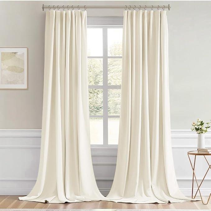 MIULEE Birch Back Tab Blackout Curtains 52x120 Inch Long 2 Panels Set | Rod Pocket Pinch Pleated, Thermal Insulated, Bedroom Living Room Darkening Privacy Drapes, Extra Long Light Blocking Curtains