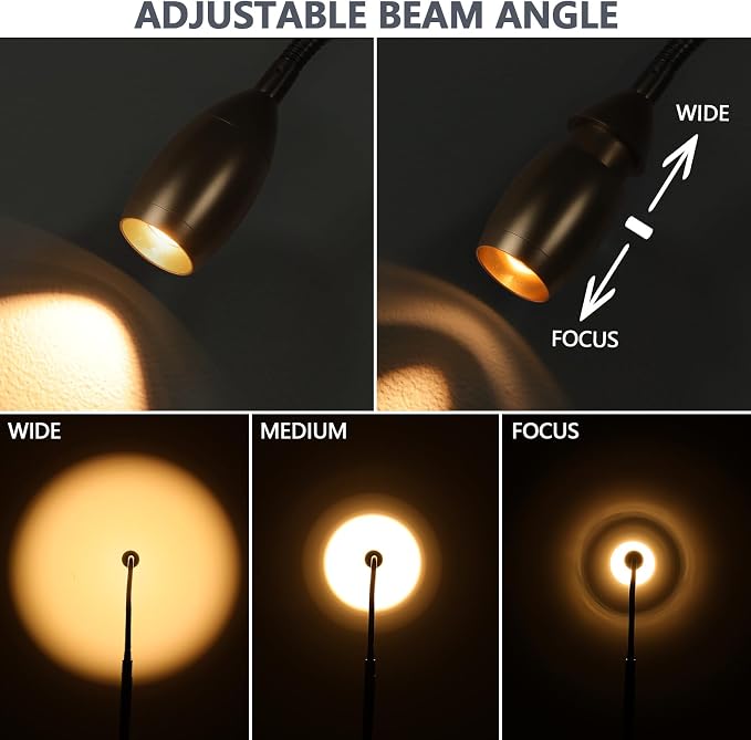 Reading Floor Lamp, 72" LED Dimmable Lamp with Gooseneck,Zoomable Spotlight | Adjustable Color Beam Standing Lamp, Touch & Remote Control, Task Craft, Sewing, Bedroom Living Room, Office, Bronze