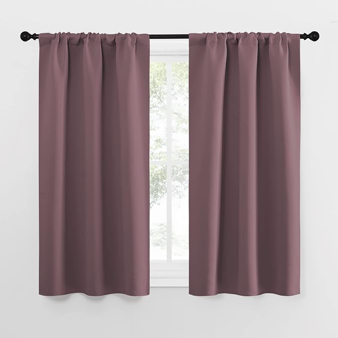 NICETOWN Kitchen Curtains, Short Blackout Curtains & Drapes, Home Decoration Privacy Thermal Insulated Curtains for Unicorn Theam Room (Dry Rose, 34" Wide, 54" Long, 2 PCs)