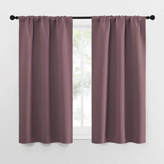 NICETOWN Kitchen Curtains, Short Blackout Curtains & Drapes, Home Decoration Privacy Thermal Insulated Curtains for Unicorn Theam Room (Dry Rose, 34" Wide, 54" Long, 2 PCs)
