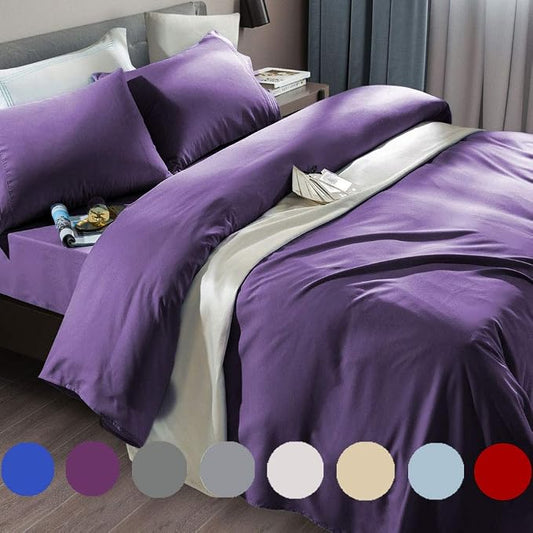 SONORO KATE Bed Sheet Set Super Soft Microfiber 1800 Series Luxury Egyptian Sheets Fit 18-24 Inch Deep Pocket Mattress Wrinkle-6 Piece (Purple, King)