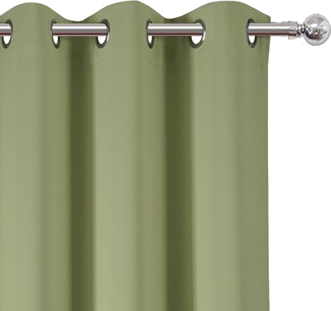 Blackout Curtains 42 x 63 inch/Sage Green Curtains Set of 2 Panels/Thermal Insulated Room Darkening Bedroom Curtains