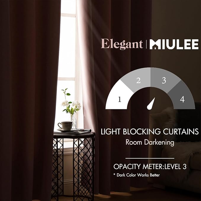 MIULEE Light Pink Blackout Bedroom Curtains Drapes 84 Inch Long 66"x84" | Grommet Top, Room Darkening Window Drapes, Privacy Protection, Thermal Insulated, Heat Blocking, Light Blocking