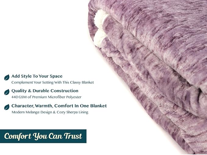 Premium Sherpa Melange Throw Blanket for Couch, Sofa by Pavilia | Soft, Fluffy, Plush, Warm, Cozy | Fuzzy Lightweight Microfiber, Purple Wine Luxury Modern Reversible TV Blanket | 50 x 60 Inches