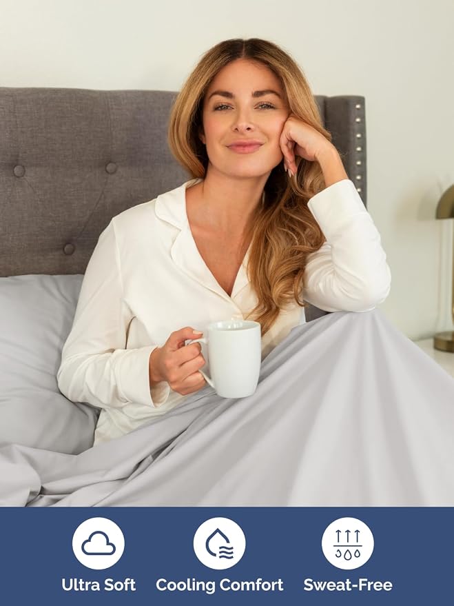 Extra Deep Queen Sheet Set - 4 Piece Breathable & Cooling - French Grey | Easily Fits 18 to 24 inch Mattress - Ultra Soft, Wrinkle & Fade Free with Extra Deep Pockets - Comfy Hotel Luxury Bedding