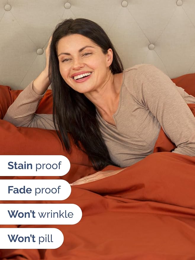 Extra Deep Full Sheet Set - 4 Piece Breathable Cooling Sheets - Terracotta | Easily Fits 18 to 24 inch Mattress - Ultra Soft, Wrinkle & Fade Free with Extra Deep Pockets - Comfy Hotel Luxury Bedding