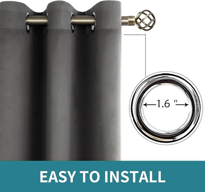BGment Dark Grey Blackout Curtains for Living Room 96 Inch Long - 2 Panels | Grommet Top, Black Out, Extra Long, Room Darkening, Sunblock, Thermal Insulated, Window Drapes for Bedroom, 55x96 Inch