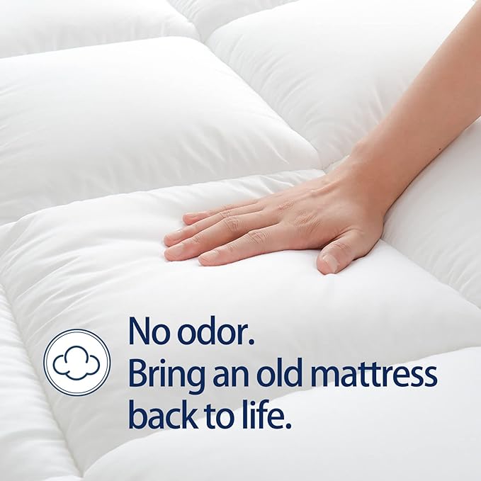 CHOPINMOON Twin Mattress Topper for Back Pain, Thick Mattress Pad Cover | Plush Pillow Top Mattress Topper, Breathable Soft Bed Topper with 8-21”Deep Elastic Pocket, Cooling for Hot Sleepers, White
