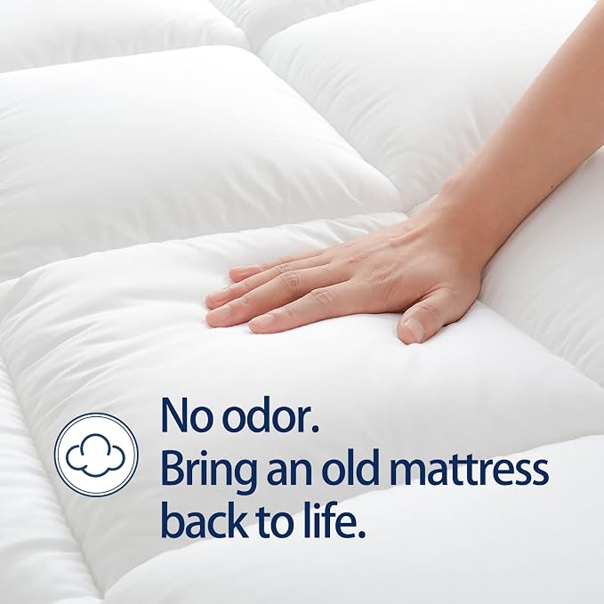 CHOPINMOON Twin XL Mattress Topper for Back Pain, Thick Mattress Pad Cover | Plush Pillow Top Mattress Topper, Breathable Soft Bed Topper with 8-21”Deep Elastic Pocket, Cooling for Hot Sleepers, White