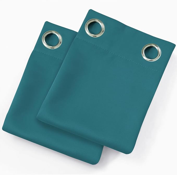 Blackout Curtains 66 x 72 Inch Long Sea Teal Curtains Set of 2 Panels Room Darkening Curtains for Bedroom and Living Room