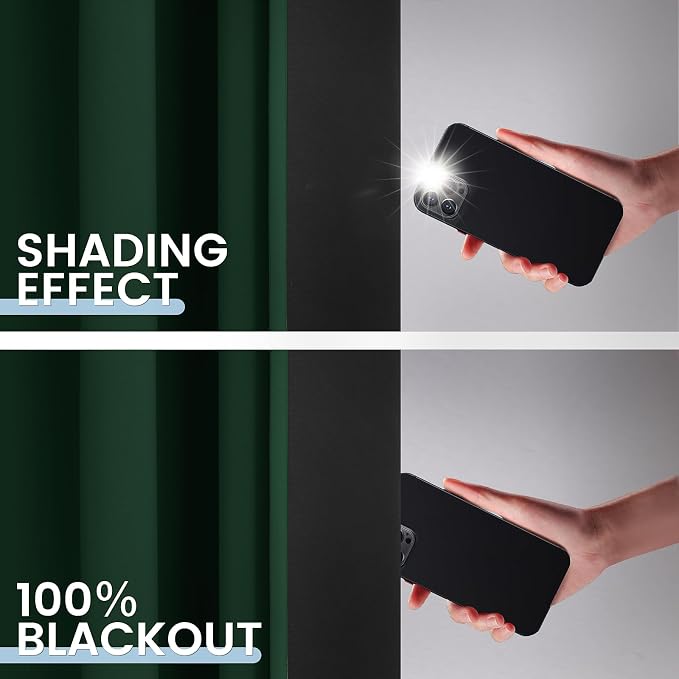 SimpleHome Pine Tree Green 100% Blackout Curtains Room Dark Living Room 84 | Curtains for Bedroom,Thermal Insulated Grommet Window Drapes,Curtains for Living Room with Black Back,52 x 84 Inch,2 Panels