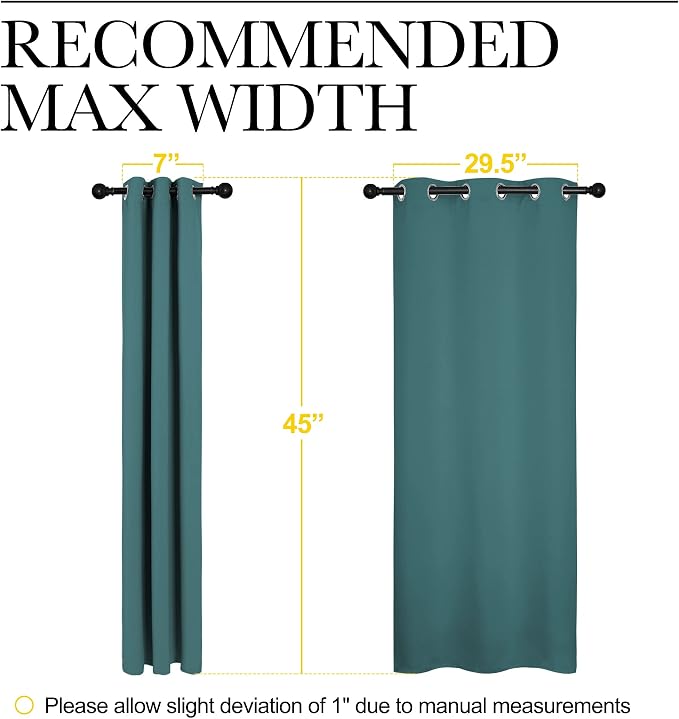 NICETOWN Blackout Curtain Panels Draperies, Sea Teal, 1 Pair, 34 by 45-in | for Bedroom, Thermal Insulated Solid Grommet Blackout Curtains/Drapes