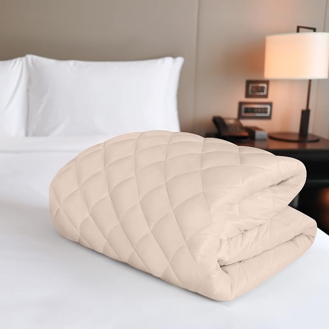 Quilted Fitted Mattress Pad, King Mattress Protector Topper with Deep Pocket Stretches up to 16 Inches, Machine Washable Mattress Cover by Utopia Bedding (Beige) | Soft Breathable Fitted Mattress Cover, Noiseless, Deep Pockets & Machine Washable for Ho...