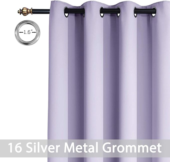 Yakamok Lilac Room Darkening Curtains 84 inch Lavender Sliding Door Drapes | 1 Extra-wide Panel,W100xL84,Soft Triple-weave,Grommet,Blackout Thermal Insulated Drapes,Privacy,Light Reduction,Patio doors
