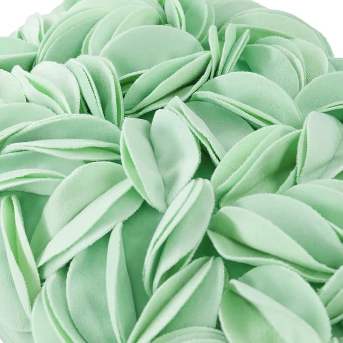 KINGROSE Luxury Solid 3D Flower Throw Pillow Cover, Mint Green, 12x20 Inch | Soft Velvet Pillowcase, Decorative Cushion Cover for Home Sofa Couch Bedroom Summer