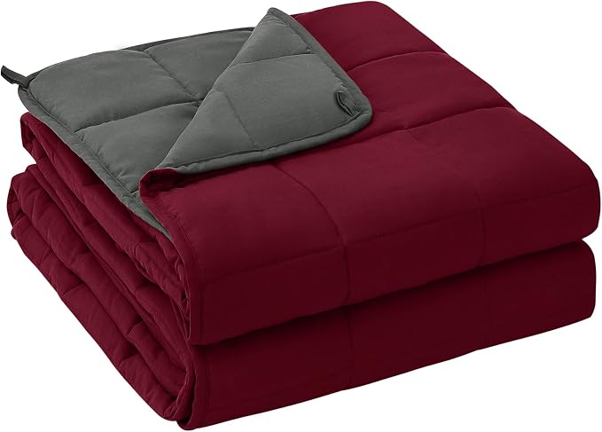 yescool Weighted Blanket for Adults (25 lbs, 60" x 80", Red Grey) Cooling Heavy Blanket for Sleeping Perfect for 240-260 lbs, Queen Size Breathable Blanket with Premium Glass Bead, Machine Washable