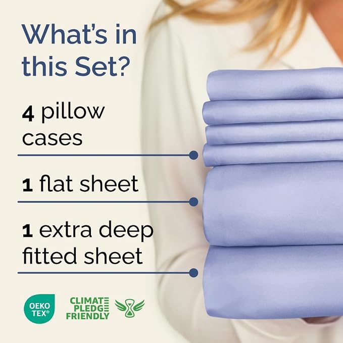 Extra Deep King Sheet Set - 6 Piece Breathable & Cooling Sheets - Lavender | Hotel Luxury Bed Sheets Set, Easy & Secure Fit, Ultra-Soft, Wrinkle & Fade Free, Comfy Sheets Set with Extra Deep Pockets