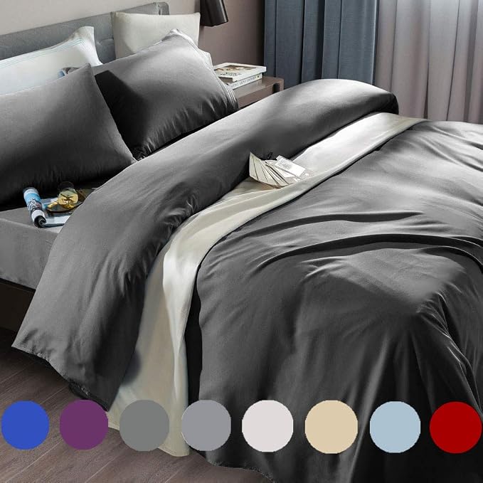 SONORO KATE Bed Sheet Set Super Soft Microfiber 1800 Series Luxury Egyptian Sheets Fit 18-24 Inch Deep Pocket Mattress Wrinkle-6 Piece (Dark Grey, California King)