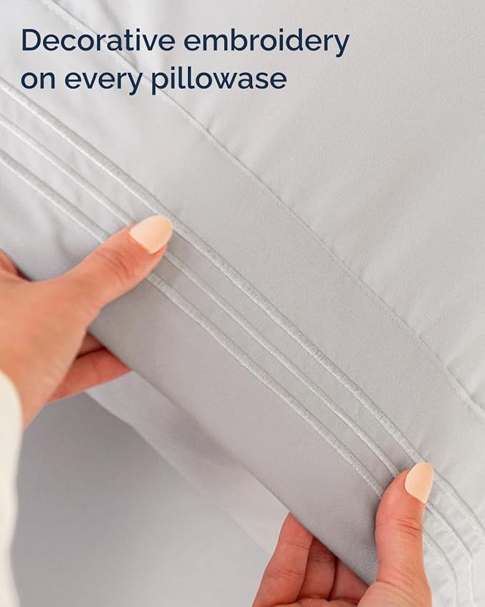 Twin XL 3 Piece Sheet Set - College Dorm Room Essentials - French Grey | Deep Pocket Bed Sheets for Women, Men, Teens & Students, Soft, Cooling, Breathable & Wrinkle Free, Oeko-Tex Bed Sheet Set