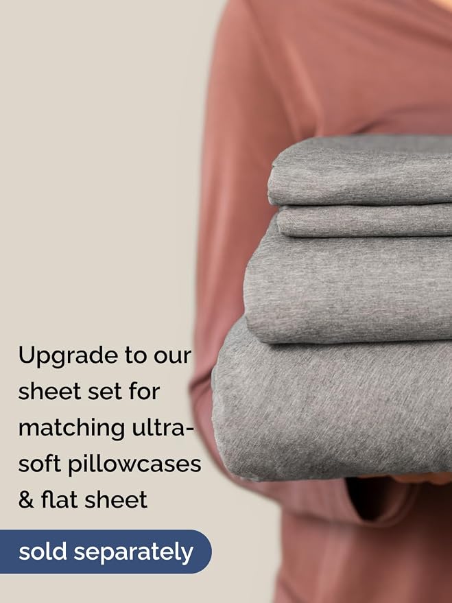 Extra Deep Full Fitted Sheet - Single Fitted Sheet Only - Heathered Grey | Easily Fits 18 inch to 24 inch Mattress, Soft, Wrinkle Free, Breathable & Comfy, Extra Deep Pockets Hotel Luxury Fitted Sheet
