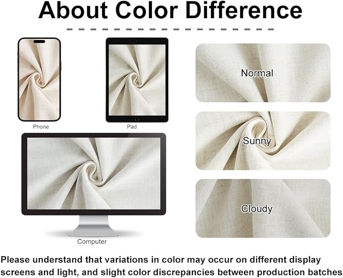 Vision Home Natural Pinch Pleated Full Blackout Curtains Linen Blended Room Darkening Window Curtains 108 inch for Living Room Bedroom Thermal Insulated Pinch Pleat Drapes with Hooks 40" Wx108 Lx2