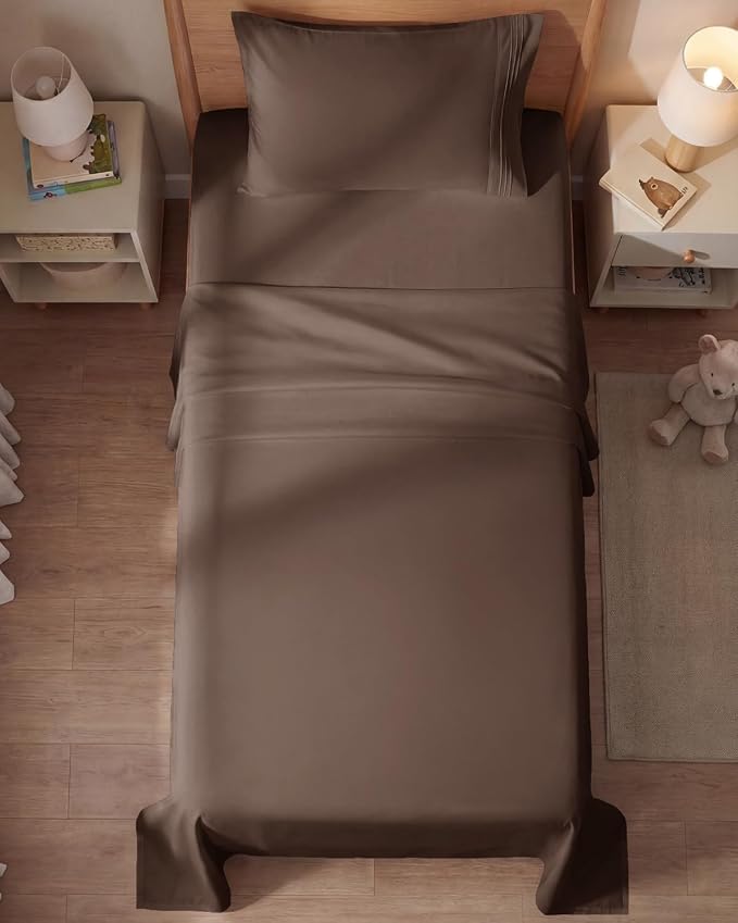 Twin Size 3 Piece Sheet Set - Comfy Breathable & Cooling Sheets - Brown | Hotel Luxury Bed Sheets for Women & Men, Deep Pockets, Easy-Fit, Extra Soft and Wrinkle Free Sheets, Oeko-Tex Bed Sheet Set