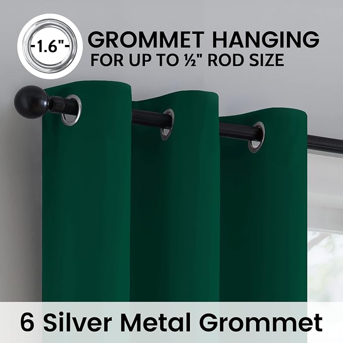 SimpleHome Dark Green 100% Blackout Curtains Room Darkening Living Room 84 | Curtains for Bedroom,Thermal Insulated Grommet Window Drapes,Curtains for Living Room with Black Back,38 x 84 Inch,2 Panels