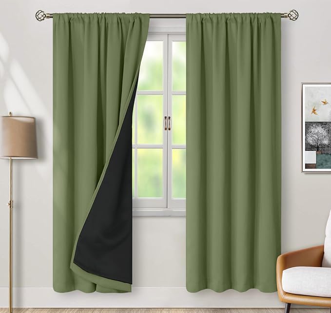 BGment Grass Green Blackout Curtains for Bedroom 84 Inch Length 2 Panels | Thermal Insulated, Full Room Darkening, Noise Cancelling, Window Curtains Drapes with Rod Pocket, 42 x 84 Inch