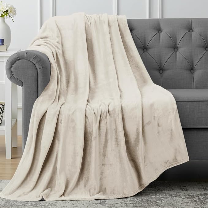 Utopia Bedding Ultra Soft Fleece Bed Blanket Throw Size Linen (50x60 Inch) | Microfiber Plush Warm Lightweight Breathable Cozy Blanket Anti-Static, All Season Use, Gift for Women and Men