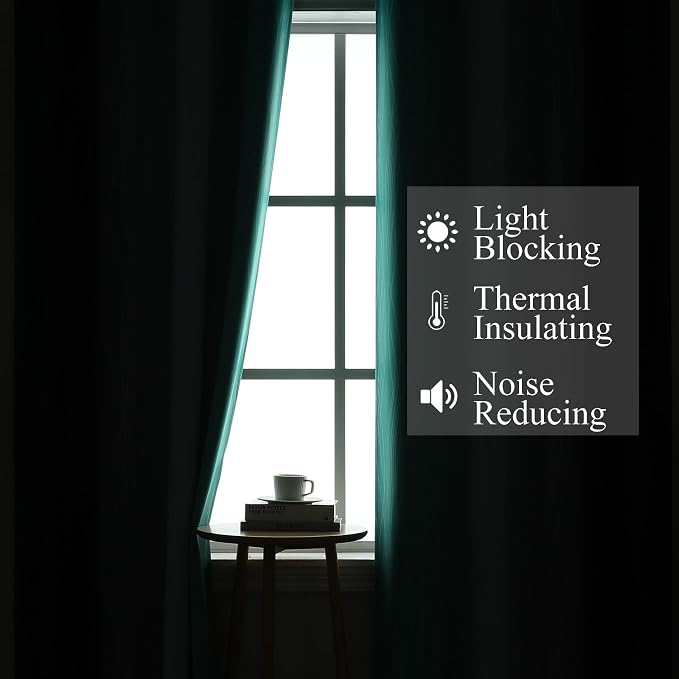 Navy Blue and Teal Gradient Blackout Curtains for Bedroom 45 Inches Long | Estelar Textiler Ombre Curtains for Bathroom,Room Darkening,Thermal Insulated,Light Blocking Grommet Drapes,42Wx45L,2 Panels