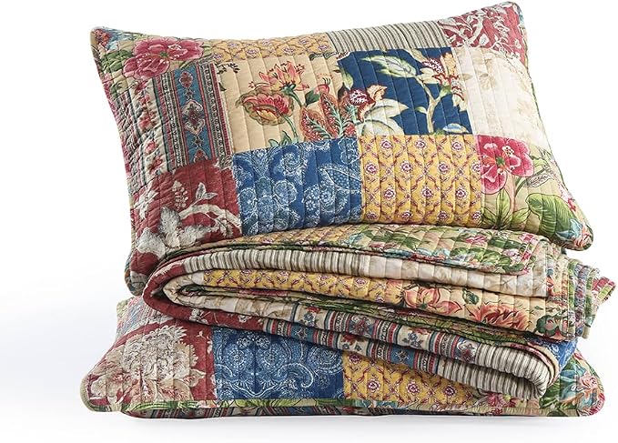 ENASAL Cotton Bedspread Quilt Sets Reversible Bedding Coverlet Sets Comforters Vintage Luxury Gorgeous Floral Real Patchwork Bedspread,Queen Size