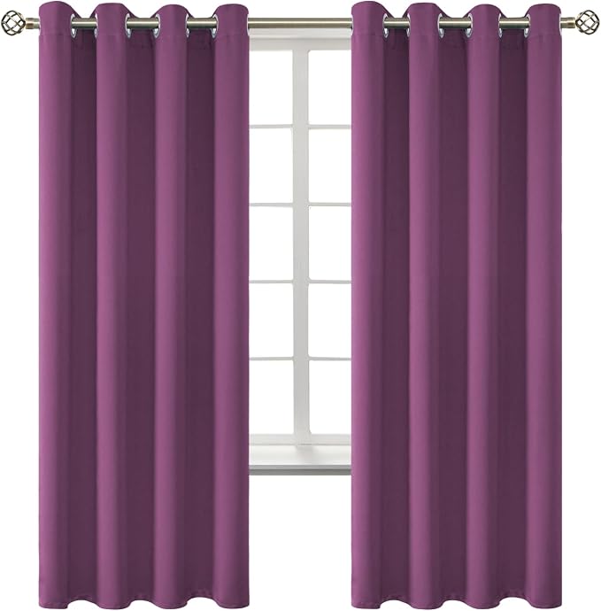 BGment Eggplant Purple Blackout Curtains for Bedroom 72 Inch - 2 Panels | Grommet Top, Black Out, Room Darkening, Sunblock, Thermal Insulated, Window Drapes for Kids Boys Room, 52x72 Inch