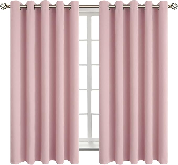 BGment Pink Room Darkening Curtains 63 Inch for Bedroom - 2 Panels | Grommet Top, Light-Blocking, Sunblock, Thermal Insulated, Window Drapes for Kids Boys Room, 70x63 Inch