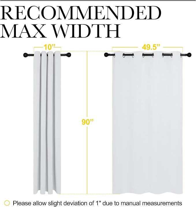 NICETOWN Room Darkening Curtain Panels 2 Panels 55 x 90-inch Greyish White | Home Fashion Ring Top Thermal Insulated Room Darkening Curtains for Bedroom/Nursery