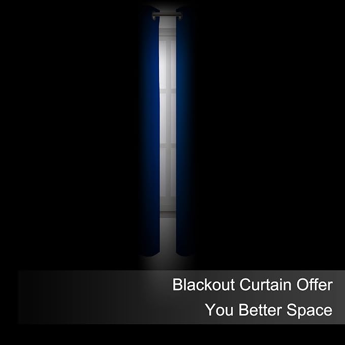 Royal Blue Thermal Blackout Curtains/42 x 72 Inch/Set of 2 Panels Room Darkening Curtains for Bedroom