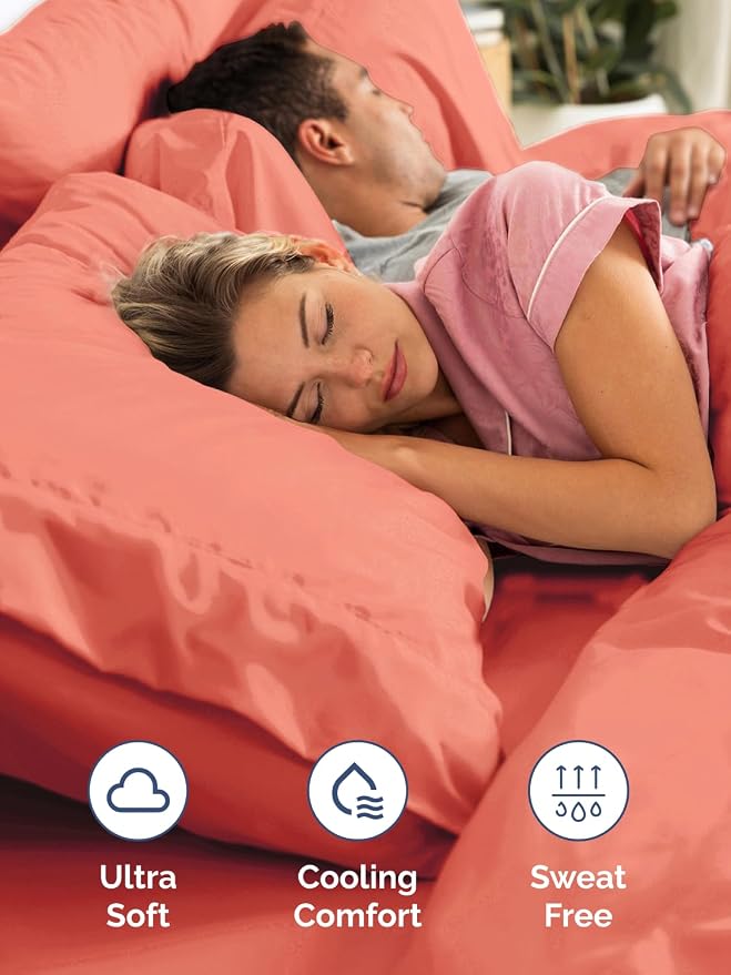 Extra Deep King Sheet Set - 6 Piece Breathable and Cooling Sheets - Coral | Hotel Luxury Bed Sheets Set, Easy & Secure Fit, Ultra-Soft, Wrinkle & Fade Free, Comfy Sheets Set with Extra Deep Pockets