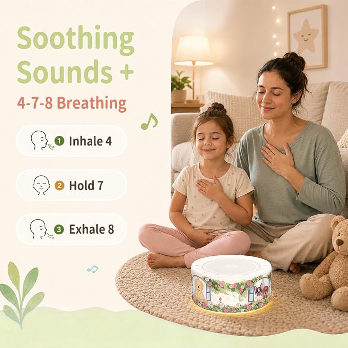 Kipcush White Noise Machine for Baby & Adults, Sleep Sound Machine with 30 Soothing Sounds, 8-Color Night Light, Memory Function, White Noise for Sleeping, Nursery, Office, Travel, Relaxation