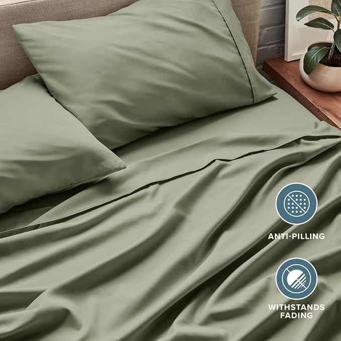 Bare Home Full XL Sheet Set - 1800 Ultra-Soft (Full XL, Sage) | Deep Pockets 6 to 15 Inches, Breathable, Hypoallergenic, Hotel Luxury, Easy Fit, Soft, All-Season