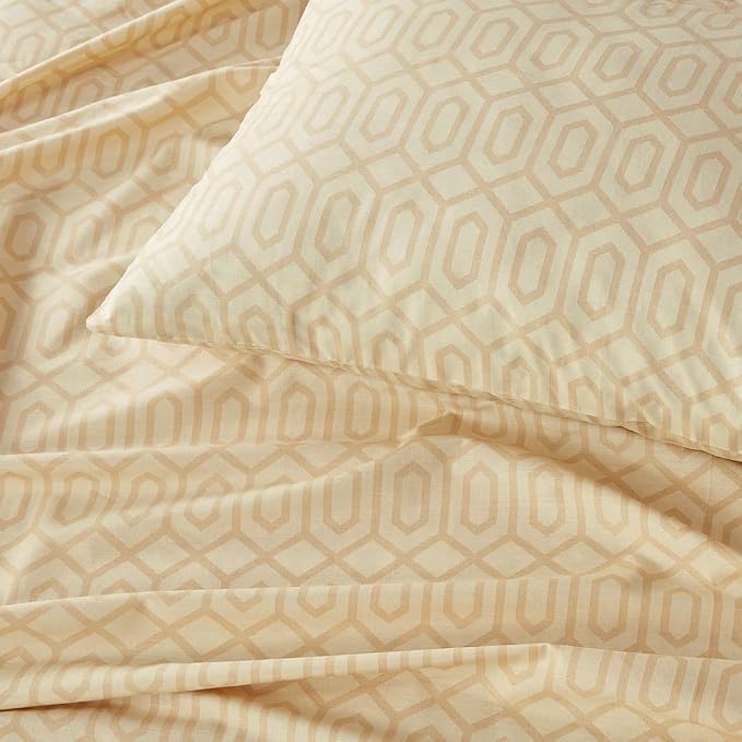 Comfort Spaces 144TC Cotton Sheet Set Breathable, Lightweight, Soft with Elastic Deep Pocket, Modern All Season Cozy Bedding, Matching Pillow Case, Cal King, Diamond Tan 4 Piece | Crisp, Cool & Breathable Bed Sheets, 14" Deep Pocket Fits Up to 16" Matt...