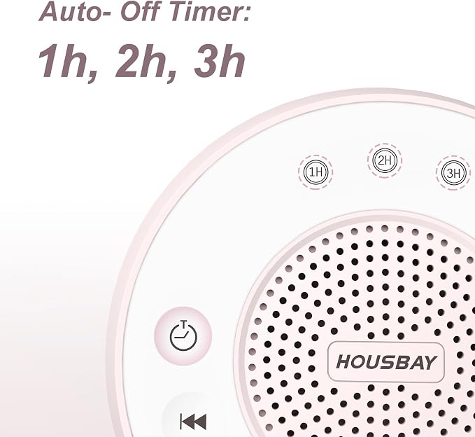 HOUSBAY Sound Machine White Noise for Sleeping, Pink | 31 Soothing Sounds, 5W Loud Stereo Sound, Auto-Off Timer, Adjustable Volume, Small Sleep Machine for Noise Canceling