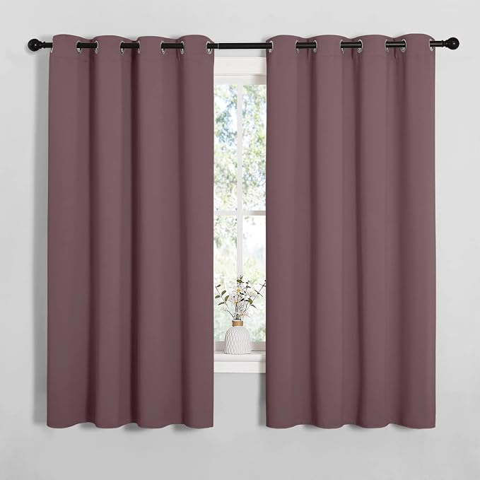 NICETOWN Bedroom Blackout Curtain Panels 1 Pair 55 by 68-inch Dry Rose | Thermal Insulated Solid Grommet Blackout Curtains/Drapes