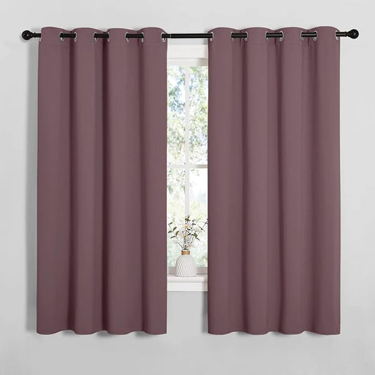 NICETOWN Bedroom Blackout Curtain Panels 1 Pair 55 by 68-inch Dry Rose | Thermal Insulated Solid Grommet Blackout Curtains/Drapes