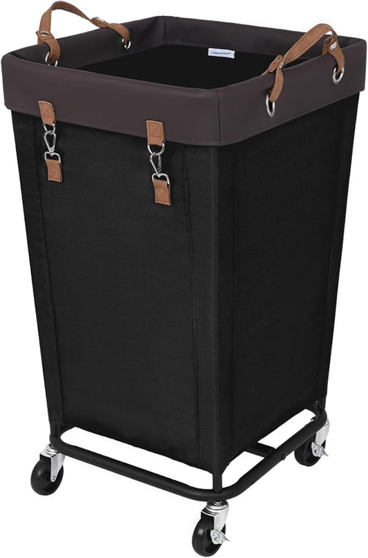 StorageWorks 160L Laundry Basket with Wheels, Rolling Hampers for Clothing | Black Laundry Basket with Wheels, Metal Frame & Handles, Rolling Hamper for Bedroom, Bathroom, Dorm, Hotel