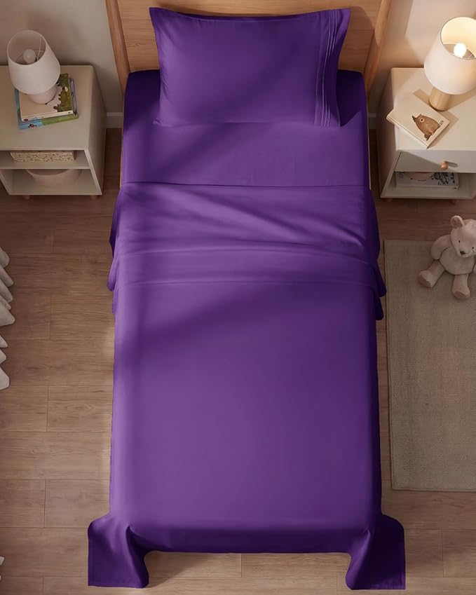 Twin Size 3 Piece Sheet Set - Comfy Breathable & Cooling Sheets - Purple | Hotel Luxury Bed Sheets for Women & Men, Deep Pockets, Easy-Fit, Extra Soft and Wrinkle Free Sheets, Oeko-Tex Bed Sheet Set