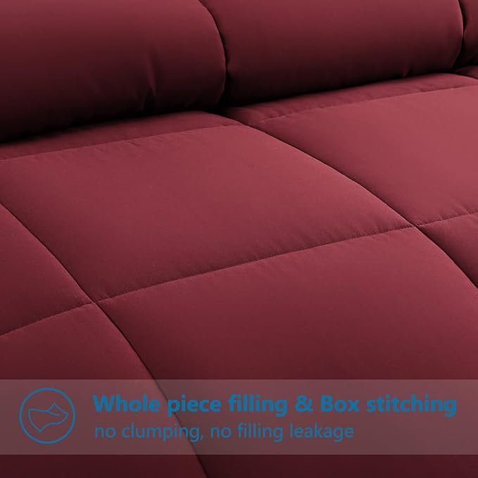 EASELAND Twin/Twin XL Down Alternative Comforter, Burgundy, 64x88 Inches | Quilted Duvet Insert for College Dorm, Soft Lightweight Bedding with Corner Tabs, Breathable Machine Washable Dorm Essentials