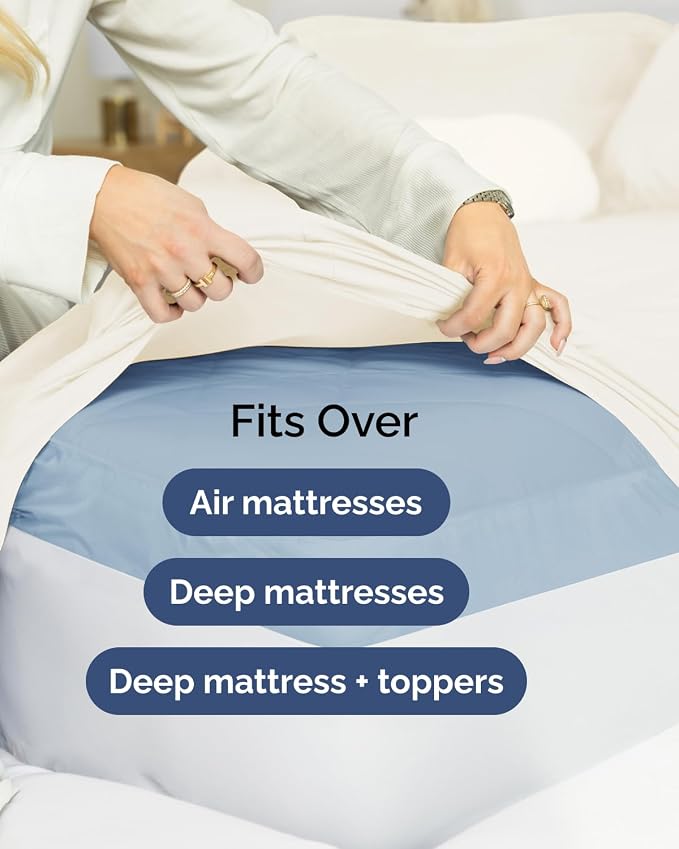 Extra Deep Flex Top Split Head King Sheet Set - 6 Piece Breathable and Cooling Sheets - Hotel Luxury Bedding for Women, Men, Kids & Teens - Easy Secure Fit - Extra Deep Pockets - Off White